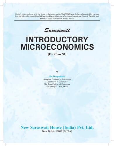 Introductory Microeconomics Reference Book Class Xi New Dr Deepashree