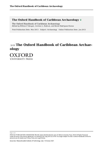 The Oxford Handbook Of Caribbean Archaeology Oxford Handbooks William F Keegan Editor