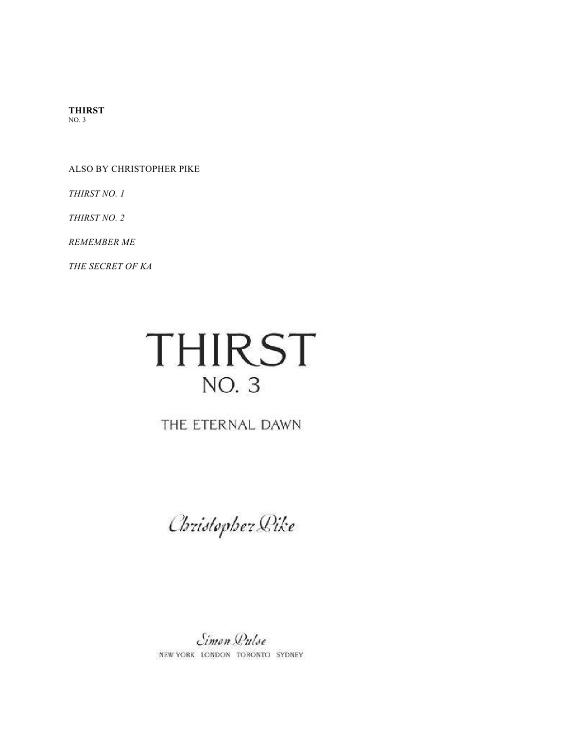 Thirst 03 The Eternal Dawn Pike Christopher