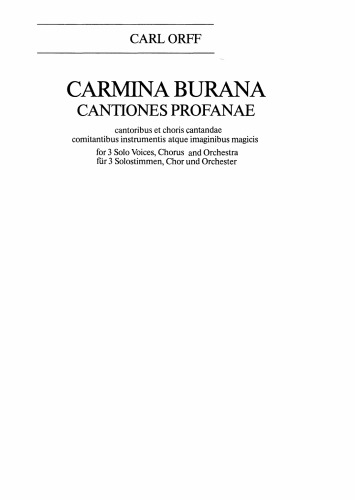 Carmina Burana Full Score Orff Carl