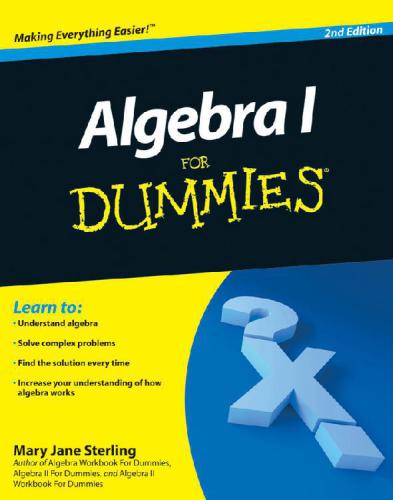 Algebra I For Dummies Mary Jane Sterling