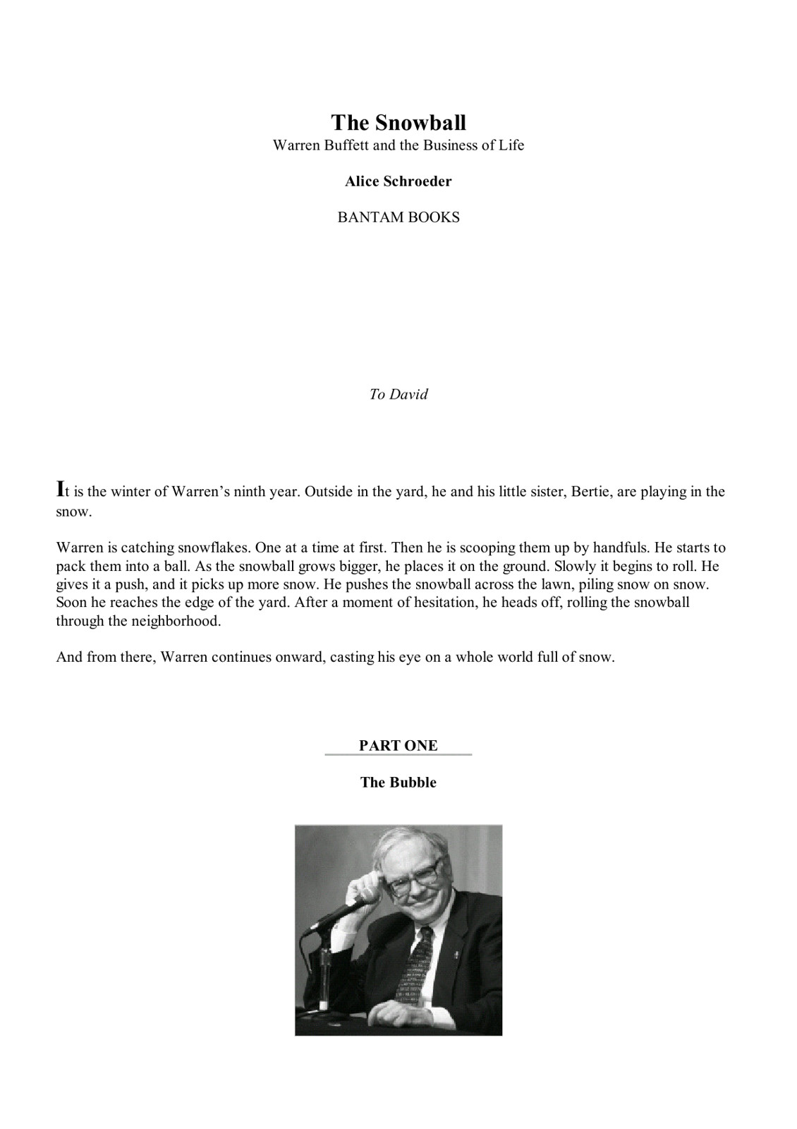 The Snowball Warren Buffett And The Business Of Life Alice Schroeder