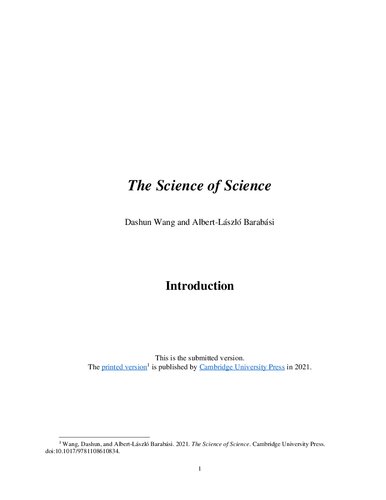 The Science Of Science Dashun Wang Albertlászló Barabási
