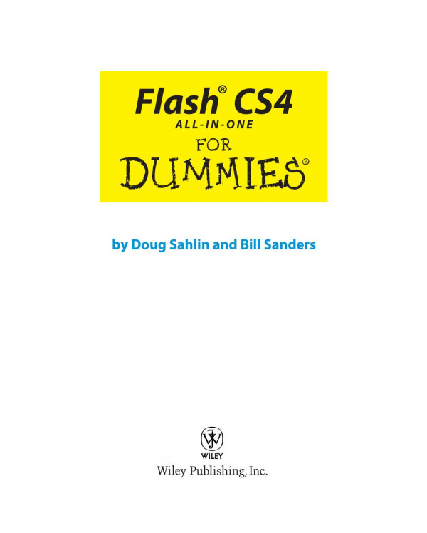 Flash Cs4 Allinone For Dummies 1st Edition Sahlin Doug Sanders