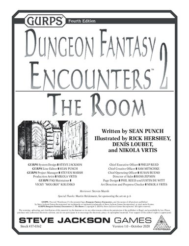 Gurps 4th Edition Dungeon Fantasy Encounters 2 The Room Version 10 October 2020 Sean Punch