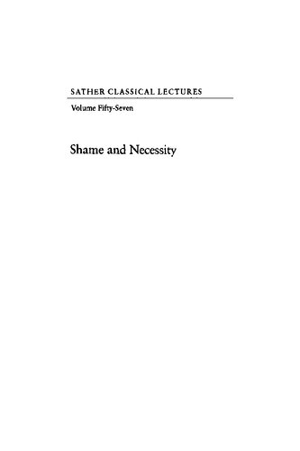 Shame And Necessity 2nd Edition Bernard Williams