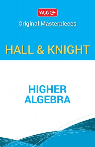 Higher Algebra Reprint Hs Hall Sr Knight