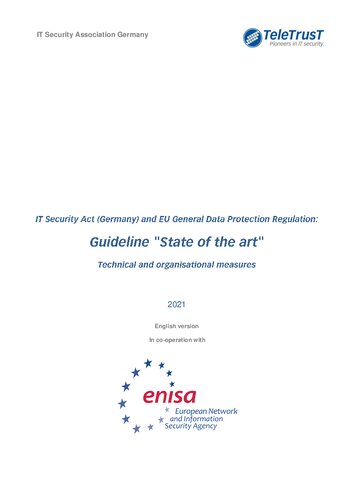 It Security Act Germany And Eu General Data Protection Regulation Guideline State Of The Art Technical And Organisational Measures It Security Association Germany Teletrust