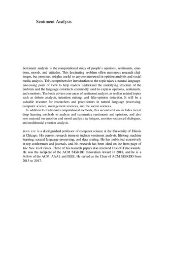 Sentiment Analysis Mining Opinions Sentiments And Emotions 2nd Edition Bing Liu