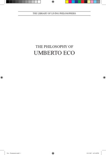 The Philosophy Of Umberto Eco Library Of Living Philosophers Sara G Beardsworth Editor