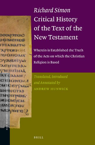 Richard Simon Critical History Of The Text Of The New Testament Andrew Wr Hunwick