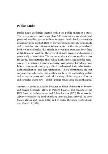 Public Banks Decarbonisation Definancialisation And Democratisation Thomas Marois