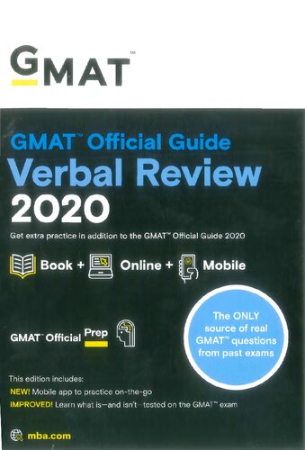 Gmat Official Guide 2020 Verbal Review Book Online Question Bank 1st Edition Gmac Graduate Management Admission Council