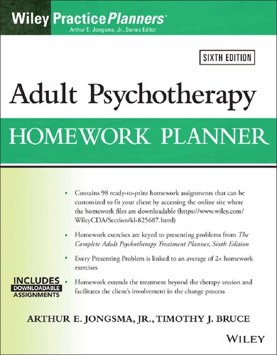 The Adult Psychotherapy Homework Planner 6th Edition Arthur E Jongsma