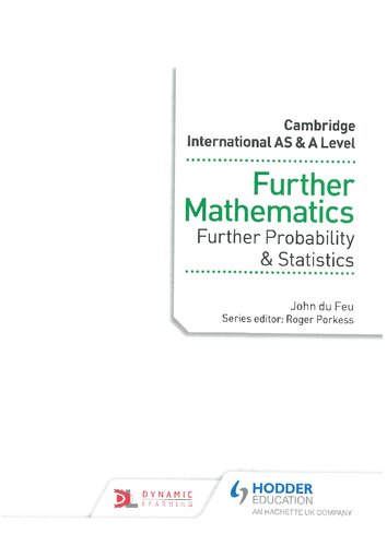 Cambridge International As A Level Further Mathematics Further Probability Statistics Du Feu