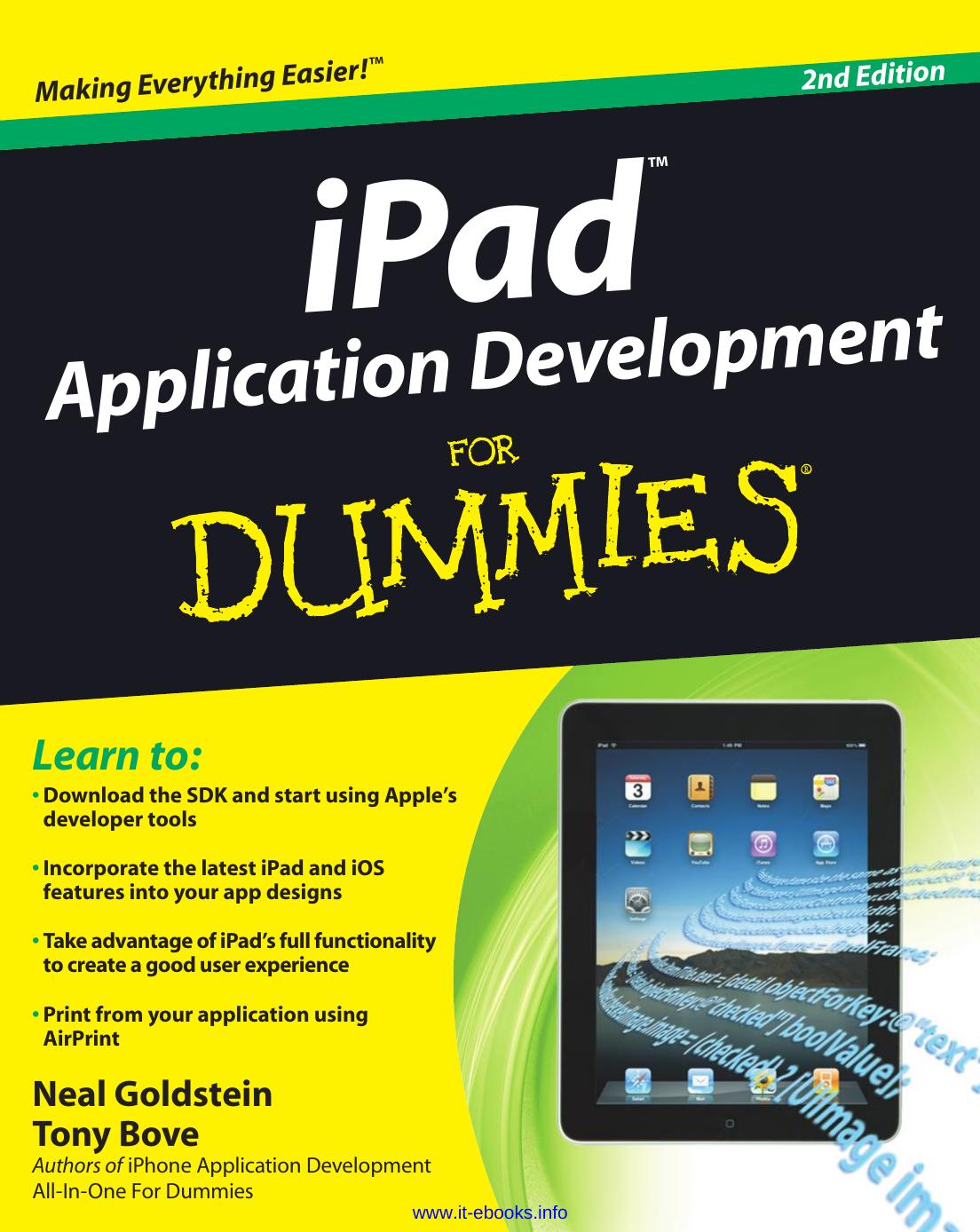 Ipad Application Development For Dummies Second Edition 2nd Edition Neal Goldstein