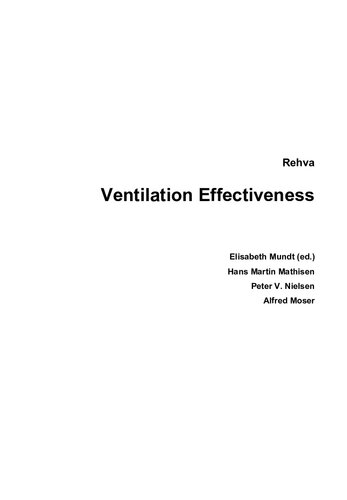 Ventilation Effectiveness Federation Of European Heating And Airconditioning Associations Hans Martin Mathisen Peter V Nielsen Alfred Moser Elisabeth Mundt