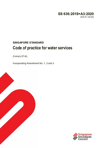 Ss 636 Code Of Practice For Water Services 2018th Edition Enterprise Singapore