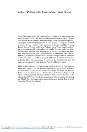 Military Politics Of The Contemporary Arab World Philippe Drozvincent