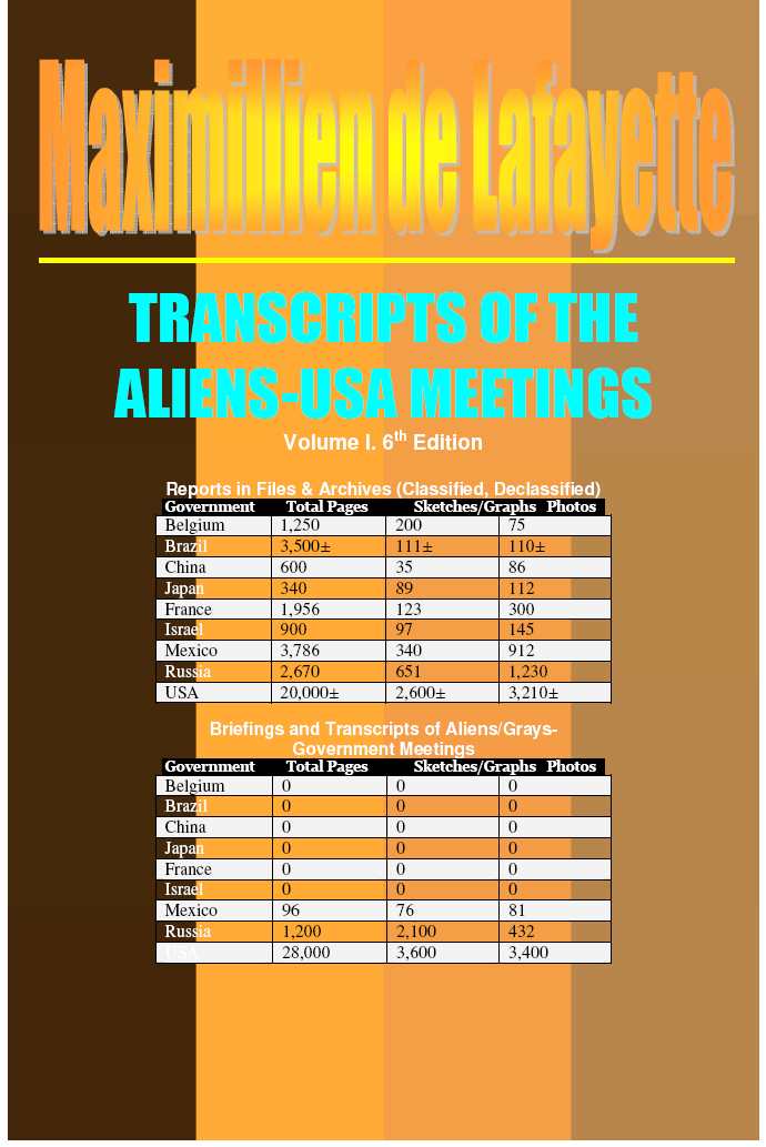 Transcripts Of The Aliensusa Meetings Vo 1 6th Edition Maximillien De Lafayette