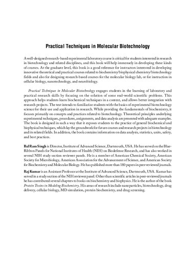Practical Techniques In Molecular Biotechnology Bal Ram Singh