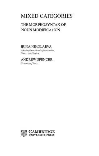 Mixed Categories The Morphosyntax Of Noun Modification Irina Nikolaeva