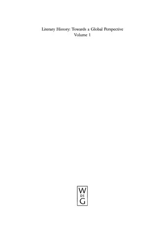 Literary History Towards A Global Perspective Volume 1 Gunilla Lindbergwada