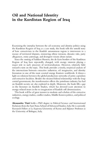 Oil And National Identity In The Kurdistan Region Of Iraq Conflicts At The Frontier Of Petrocapitalism 1st Edition Alessandro Tinti