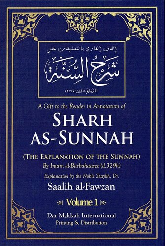 Sharh Assunnah The Explanation Of The Sunnah Vol 1 Imam Albarbahaaree
