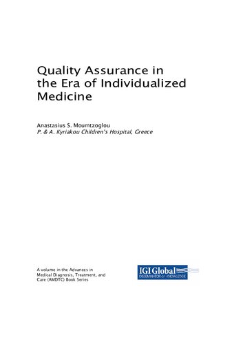 Quality Assurance In The Era Of Individualized Medicine 1st Edition Anastasius S Moumtzoglou