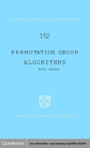 Permutation Group Algorithms Kos Seress