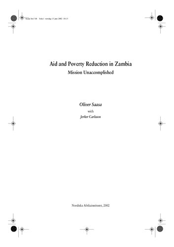 Aid And Poverty Reduction In Zambia Mission Unaccomplished Oliver Saasa