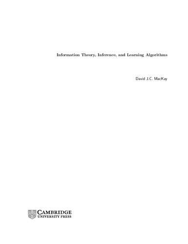 Information Theory Inference And Learning Algorithms David Jc Mackay