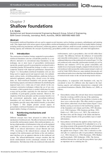 Shallow Foundations Handbook Of Geosynthetic Engineering 3rd Edition Sanjay Kumar Shukla