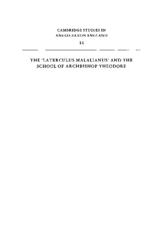 The Laterculus Malalianus And The School Of Archbishop Theodore Jane Stevenson