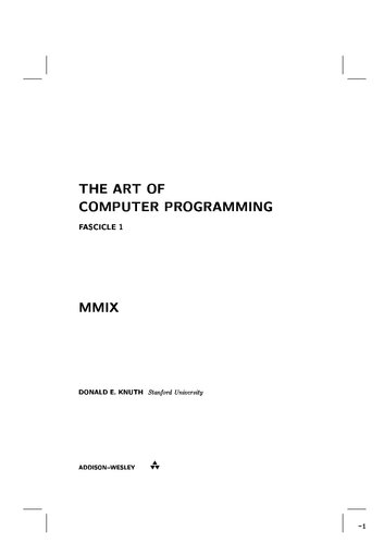The Art Of Computer Programming Fascicle 1 Mmix Donald E Knuth