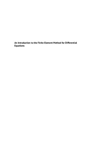 An Introduction To The Finite Element Method Fem For Differential Equations 1st Edition Mohammad Asadzadeh