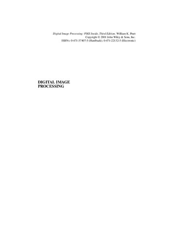 Digital Image Processing Piks Inside 3rd Edition William K Pratt