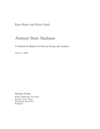 Abstract State Machines A Method For Highlevel System Design And Analysis Egon Borger