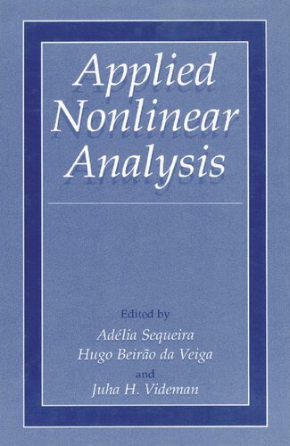 Applied Nonlinear Analysis Adlia Sequeira Hugo Beiro Da Veiga