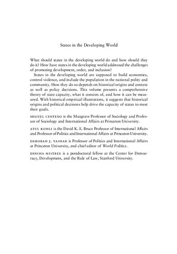 States In The Developing World Miguel A Centeno Atul Kohli Deborah J Yashar