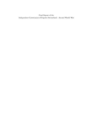Switzerland National Socialism And The Second World War Final Report Independent Commission Of Experts Switzerland Second World War