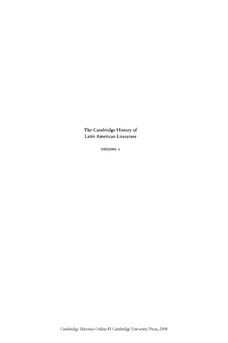 The Cambridge History Of Latin American Literature Volume 1 Discovery To Modernism 2nd Edition Edited By Roberto Gonzlez Echevarra And Enrique Pupowalker