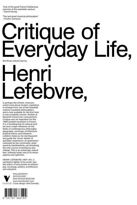 Critique Of Everyday Life The Onevolumeedition 3volsinedition Henri Lefebvre