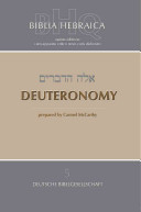 Biblia Hebraica Quinta Third Fascicle Deuteronomy No Ocr Carmel Mccarthy
