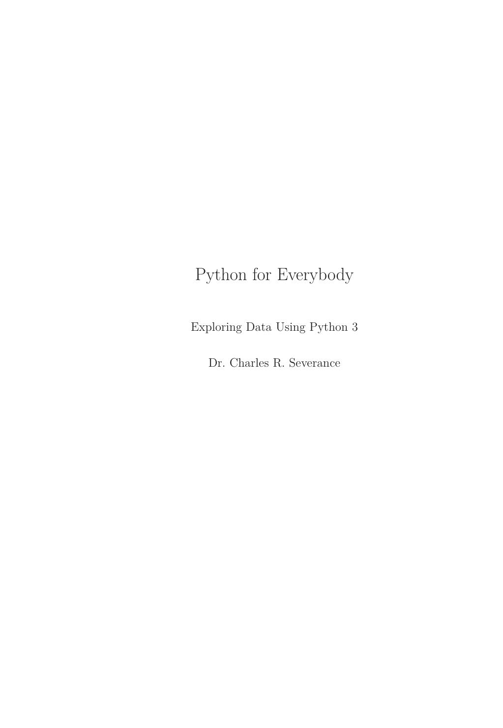 Python For Everybody Dr Charles Severence