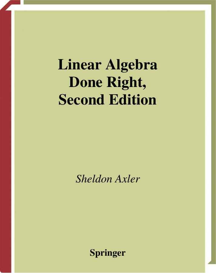 Linear Algebra Done Right Second Edition Sheldon Axler