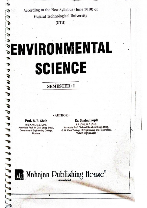 Environmental Science Prof B R Shah Dr Snehal Popli