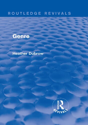 Genre 1st Edition Heather Dubrow