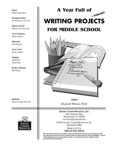 A Year Full Of Writing Projects For Middle School Elizabeth Whitney